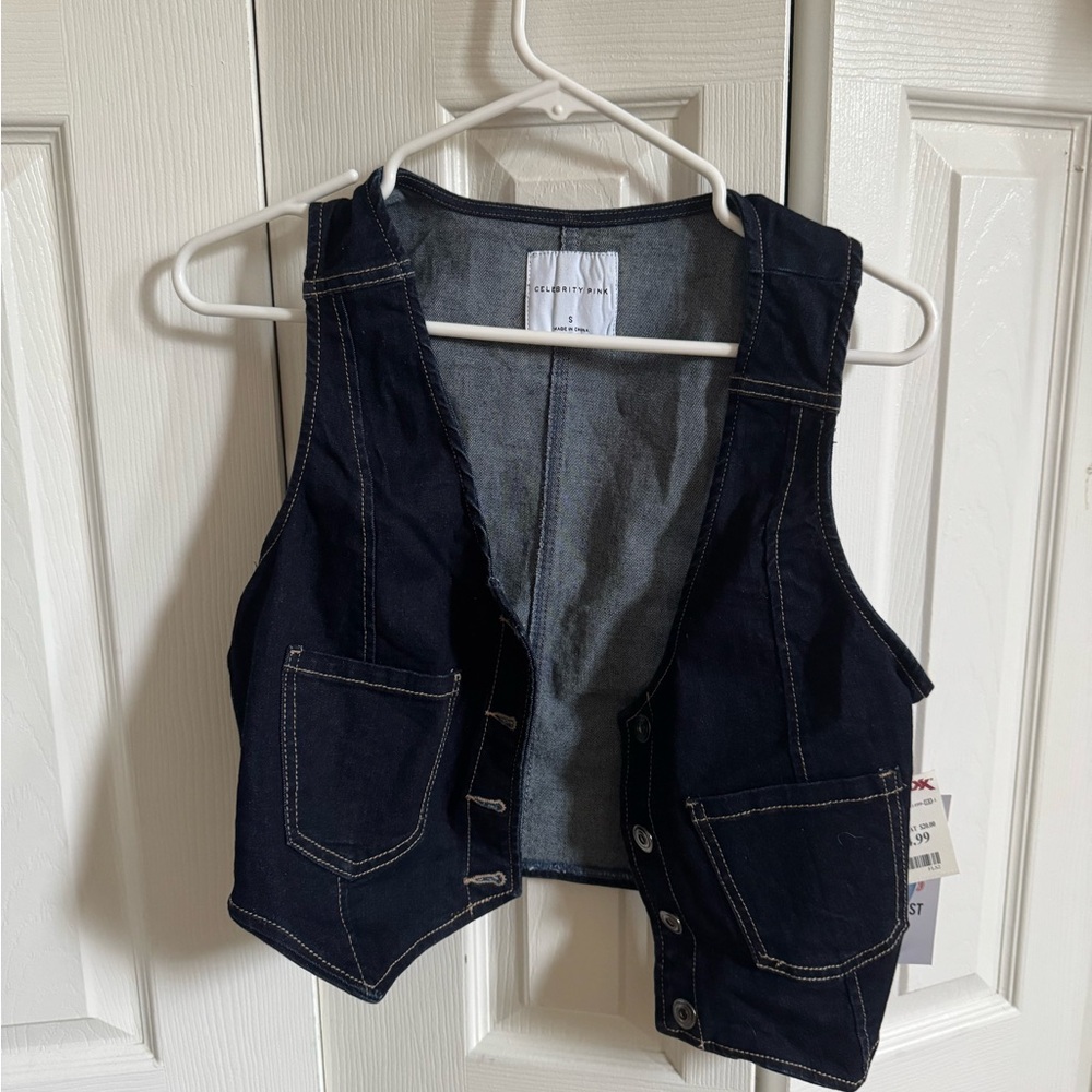 Celebrity Pink Dark Blue Denim Vest